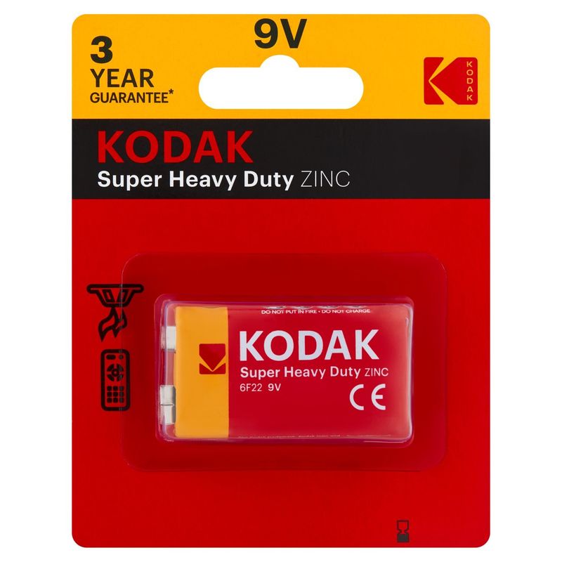 Kodak 9V Super Heavy Duty Zinc Batteries