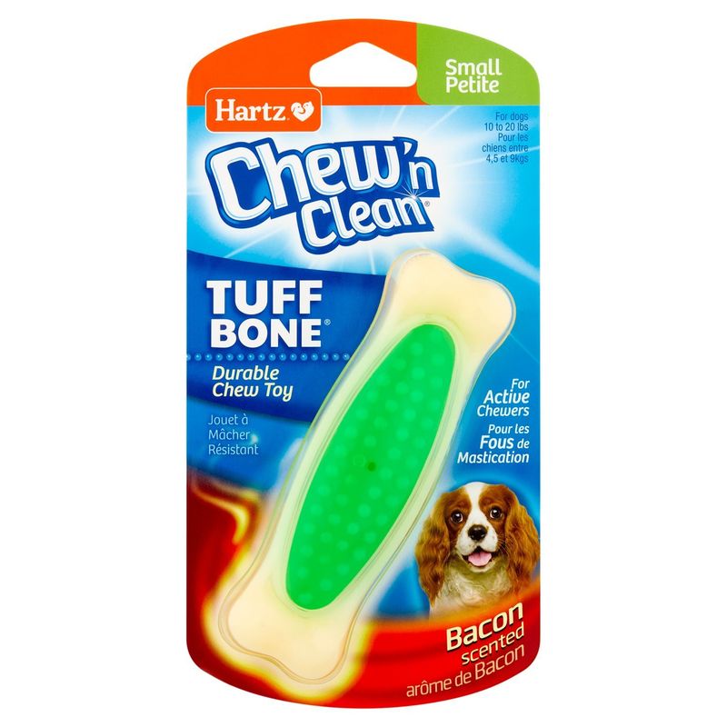 Hartz Chew'n Clean Tuff Bone Bacon Scented Durable Chew Toy for Dogs, Small, 10 to 20 lbs