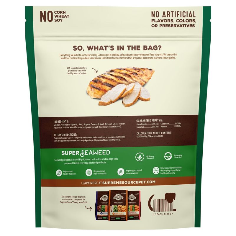 Supreme Source Chicken Recipe Savory Jerky Cuts Premium Dog Treats, 10 oz
