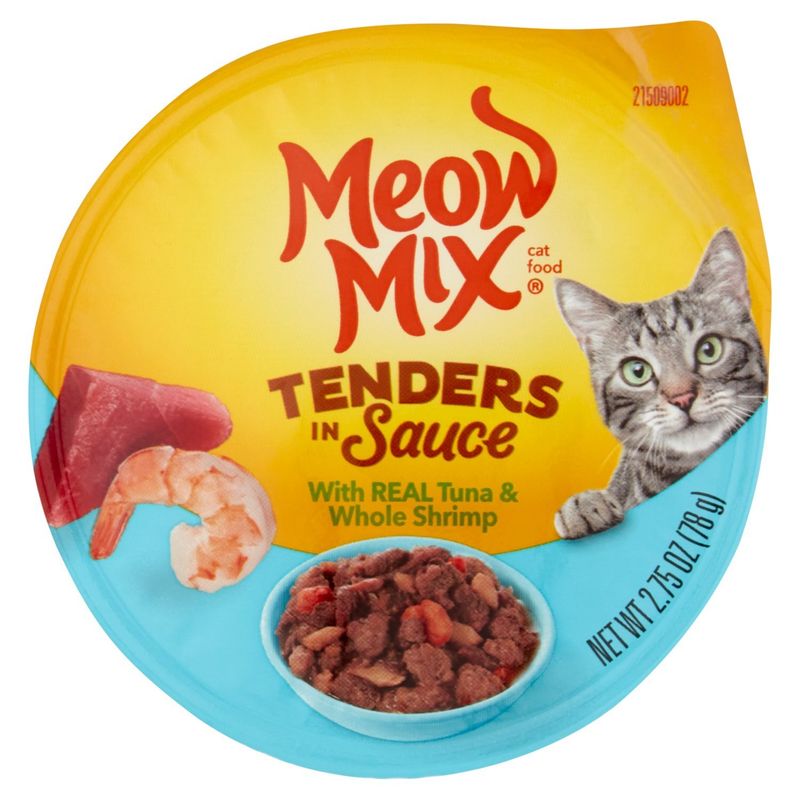 Meow Mix Tenders in Sauce with Real Tuna &amp; Whole Shrimp Cat Food, 2.75 oz
