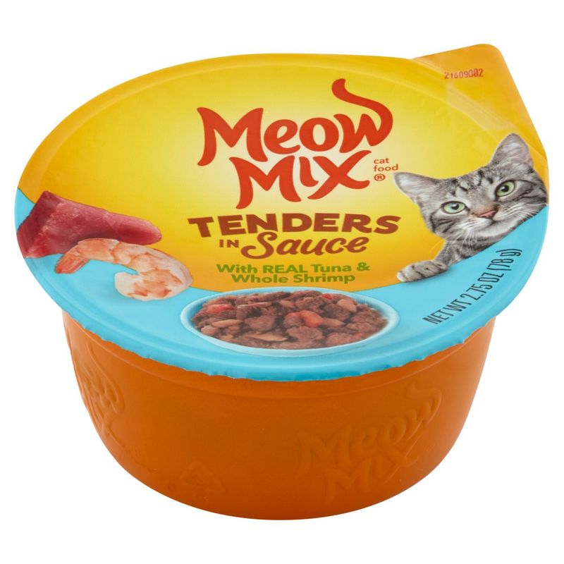 Meow Mix Tenders in Sauce with Real Tuna &amp; Whole Shrimp Cat Food, 2.75 oz