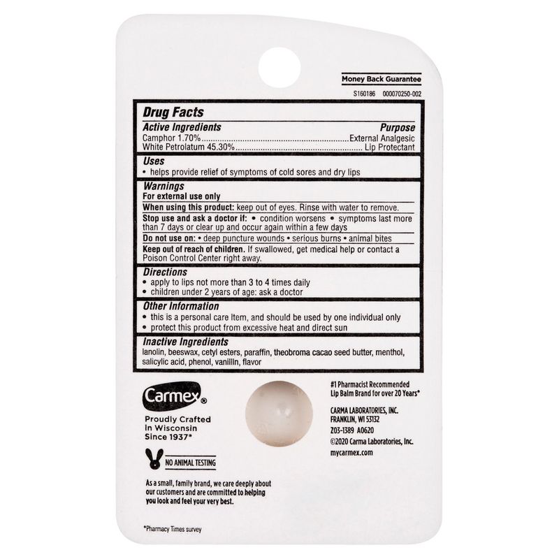 Carmex Healing Lip Balm, .25 oz