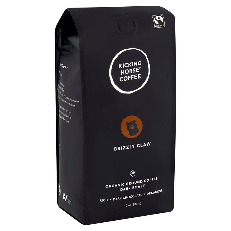 Kicking Horse Coffee Grizzly Claw Organic Dark Roast Ground Coffee, 10 oz
