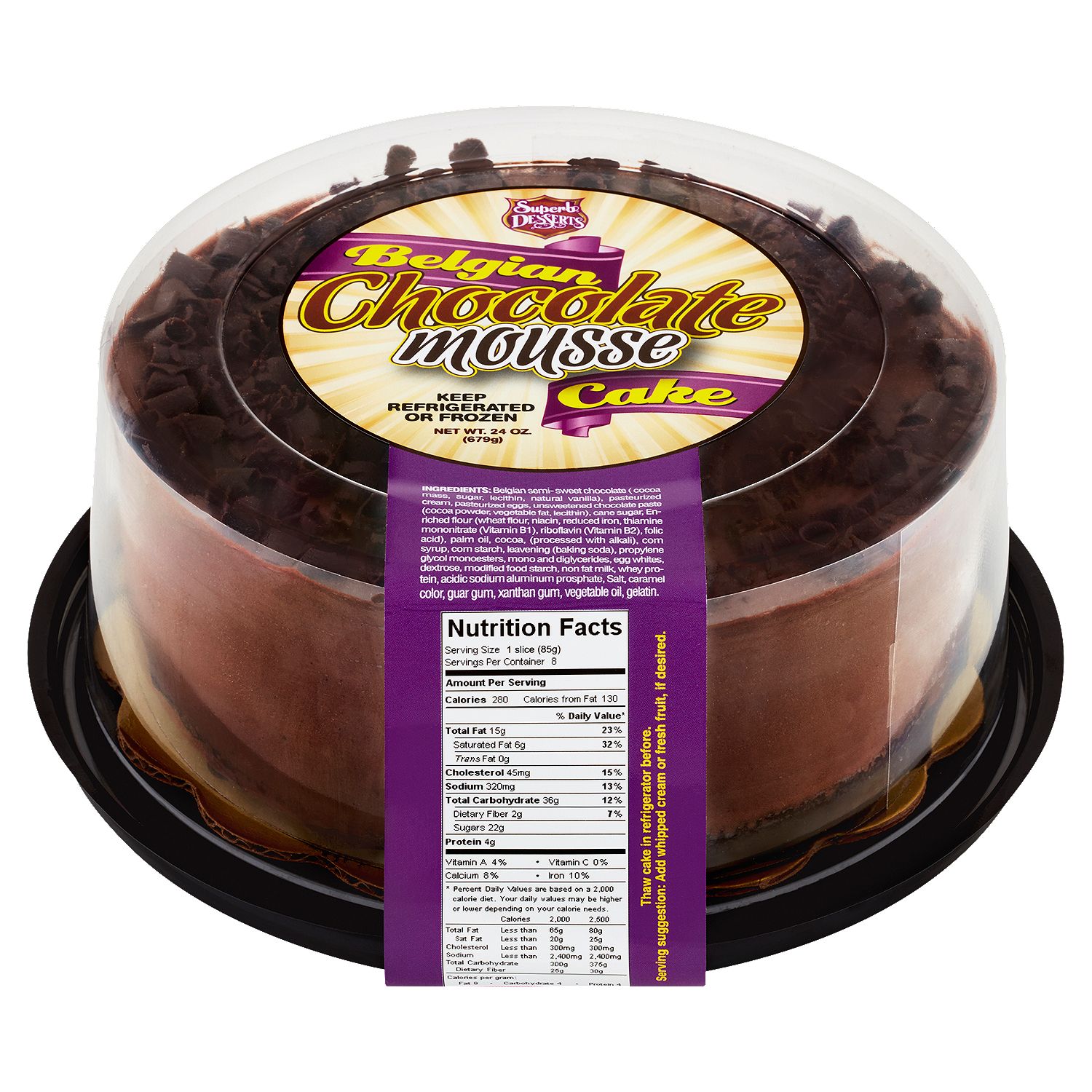 Superb Desserts Belgian Chocolate Mousse Cake, 24 oz