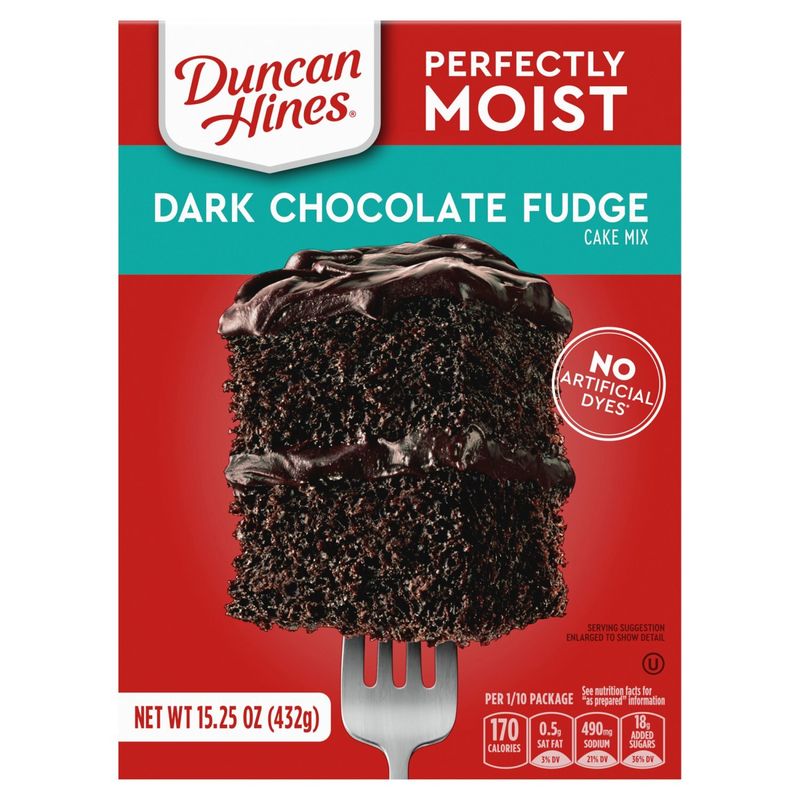 Duncan Hines Perfectly Moist Dark Chocolate Fudge Cake Mix, 15.25 oz