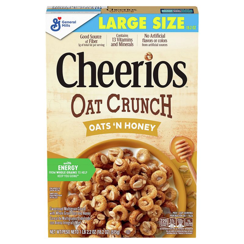 General Mills Cheerios Oat Crunch Oats 'N Honey Cereal Large Size, 1 lb 2.2 oz