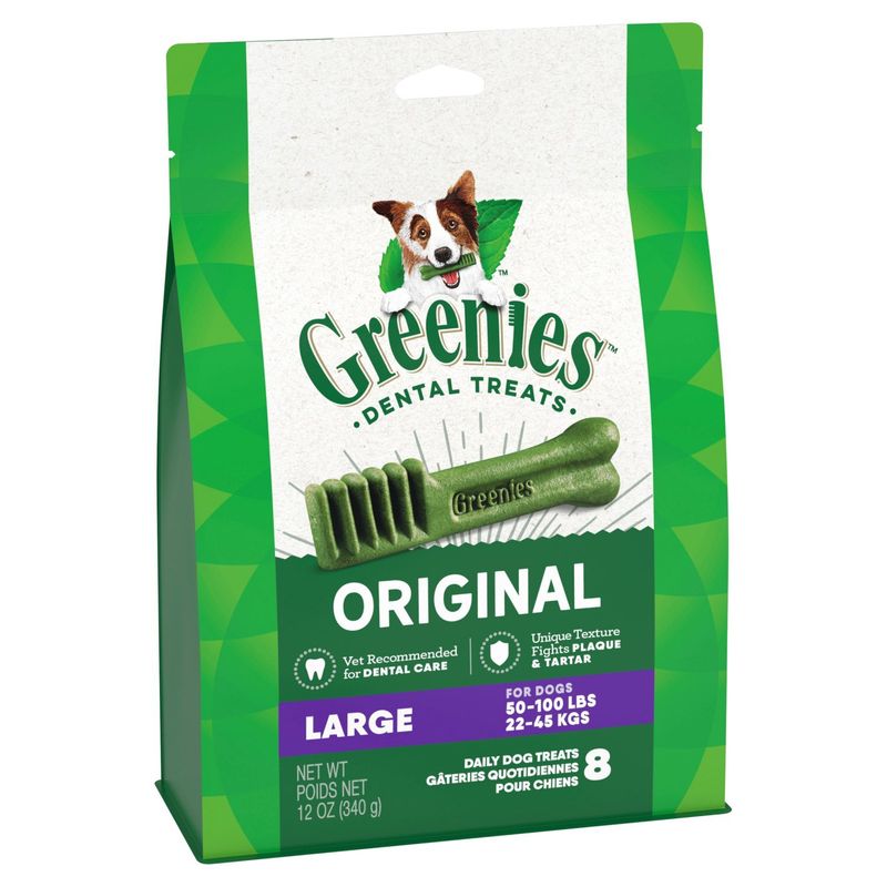 GREENIES Original Large Natural Dental Care Dog Treats, 12 oz. Pack (8 Treats)