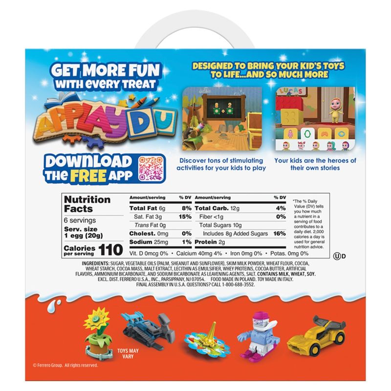 Kinder Joy Treat + Toy Sweet Cream Topped with Cocoa Wafer Bites, .7 oz, 6 count