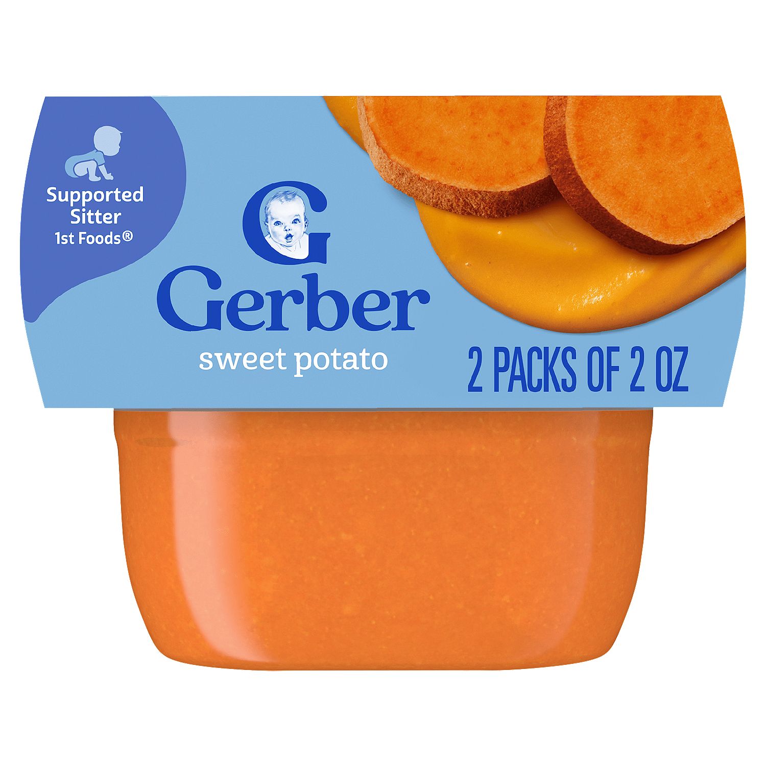 Gerber 1st Foods Sweet Potato Baby Food, Supported Sitter, 2 oz, 2 count