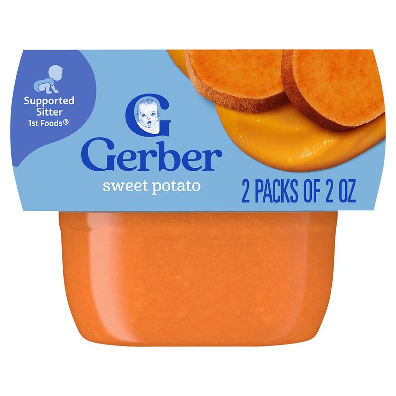 Gerber 1st Foods Sweet Potato Baby Food, Supported Sitter, 2 oz, 2 count