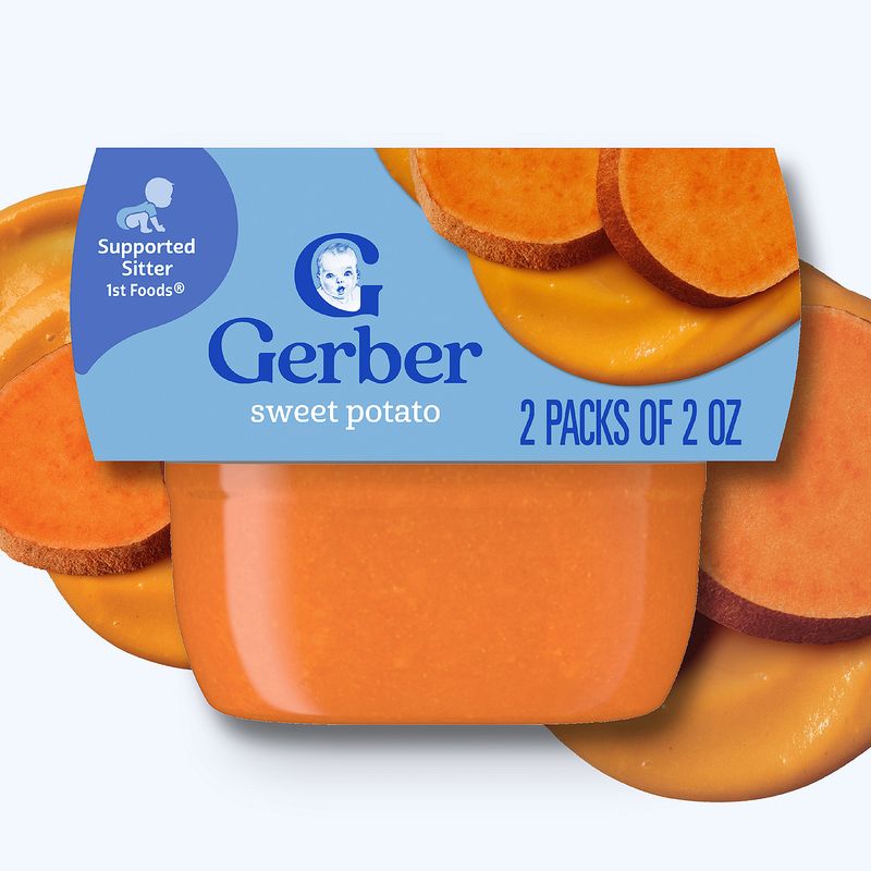 Gerber 1st Foods Sweet Potato Baby Food, Supported Sitter, 2 oz, 2 count