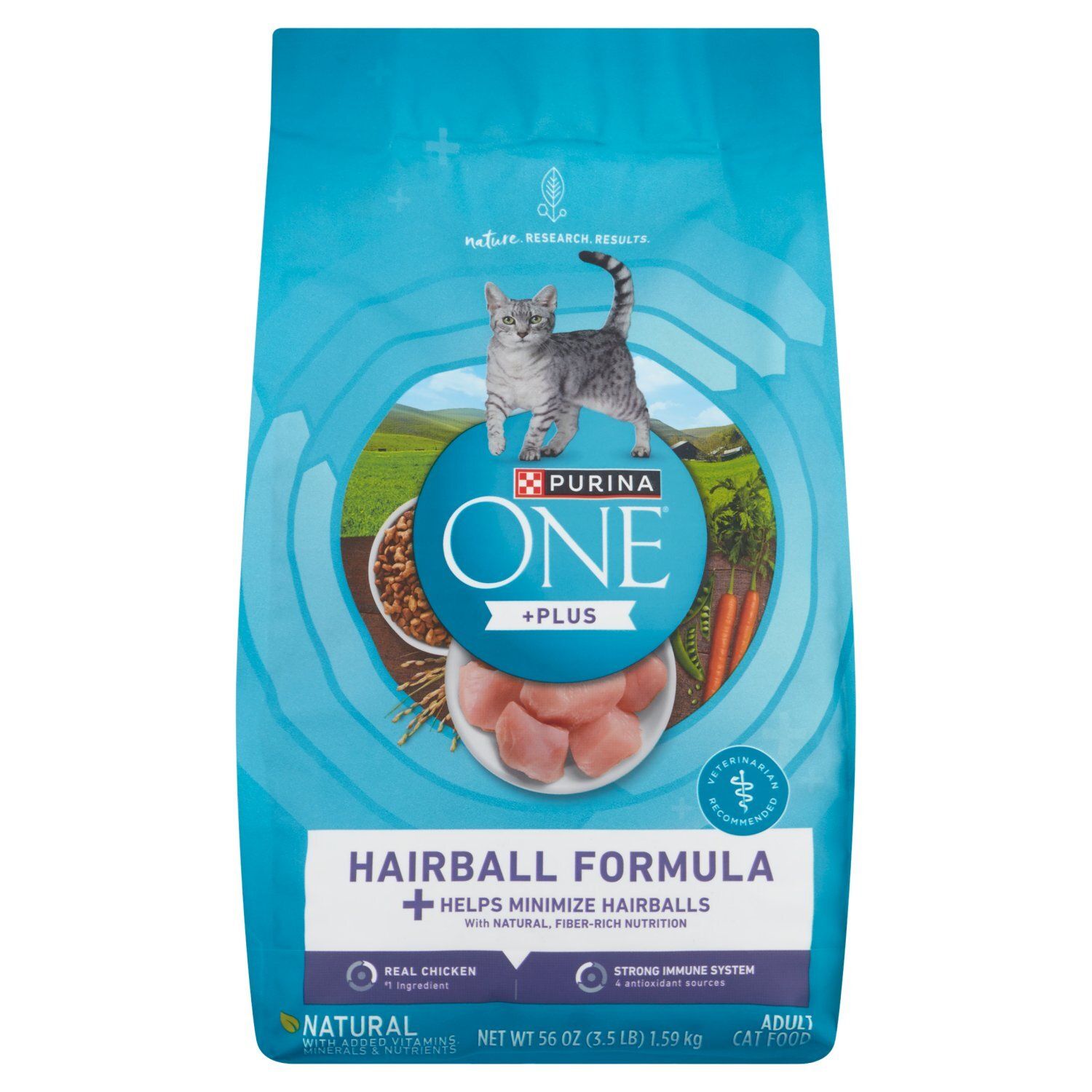 Purina ONE +Plus Hairball Formula Adult Cat Food, 56 oz