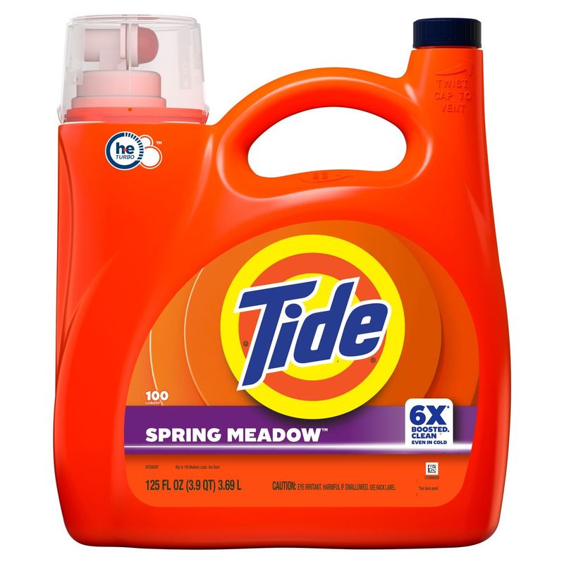 Tide Liquid Laundry Detergent, Spring Meadow Scent, 125 fl oz, 100 Loads
