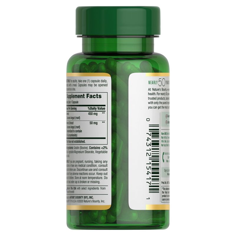 Nature's Bounty Turmeric Herbal Supplement, 450 mg, 60 count