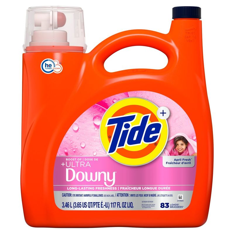 Tide Plus Boost of Ultra Downy Liquid Laundry Detergent, April Fresh Scent, 117 fl oz, 83 Loads