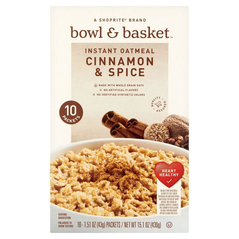 Bowl &amp; Basket Cinnamon &amp; Spice Instant Oatmeal, 10 count, 1.51 oz