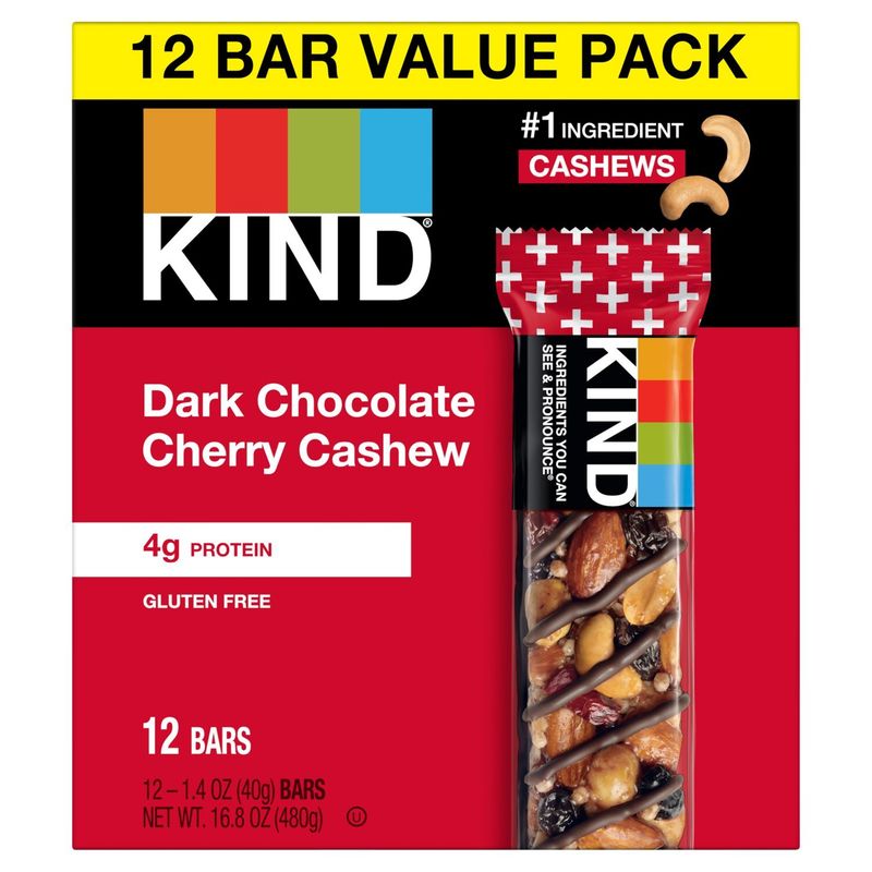 Kind Dark Chocolate Cherry Cashew Bars Value Pack, 1.4 oz 12 count