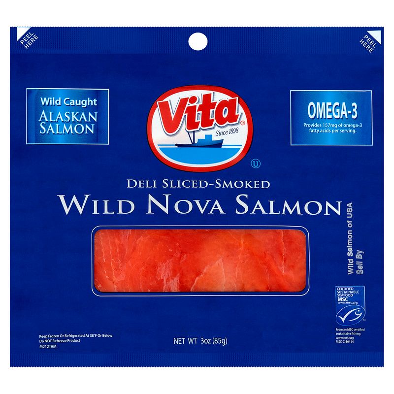 Vita Deli Sliced-Smoked Wild Nova Salmon, 3 oz