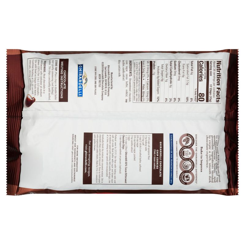 GHIRARDELLI 60% Cacao Bittersweet Chocolate Premium Baking Chips, 20 OZ Bag