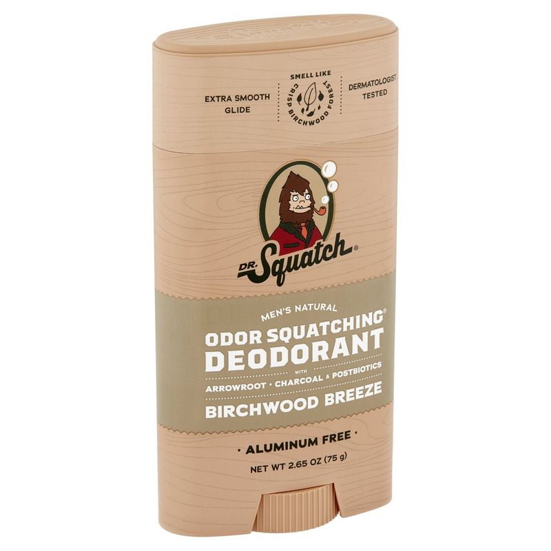 Dr. Squatch Men's Natural Odor Squatching Birchwood Breeze Deodorant, 2.65 oz