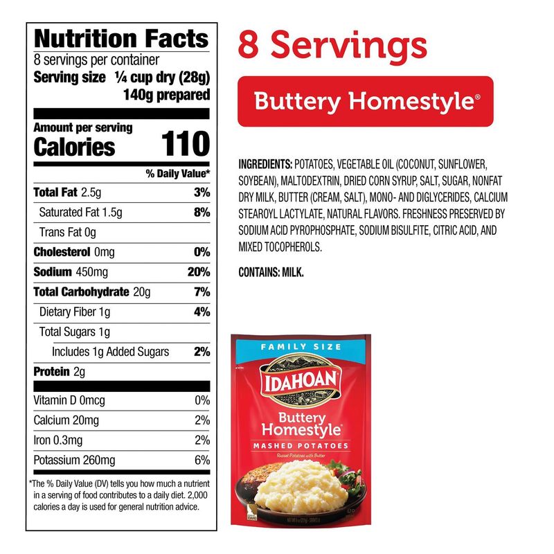 Idahoan Buttery Homestyle Mashed Potatoes Family Size, 8 oz