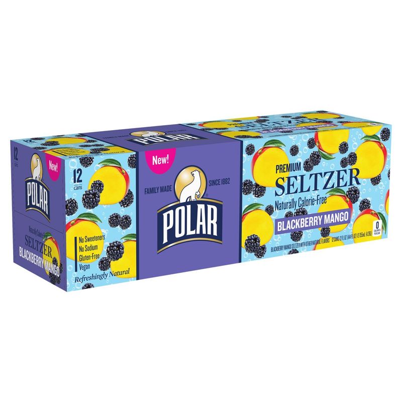 Polar Blackberry Mango Premium Seltzer, 12 fl oz, 12 count