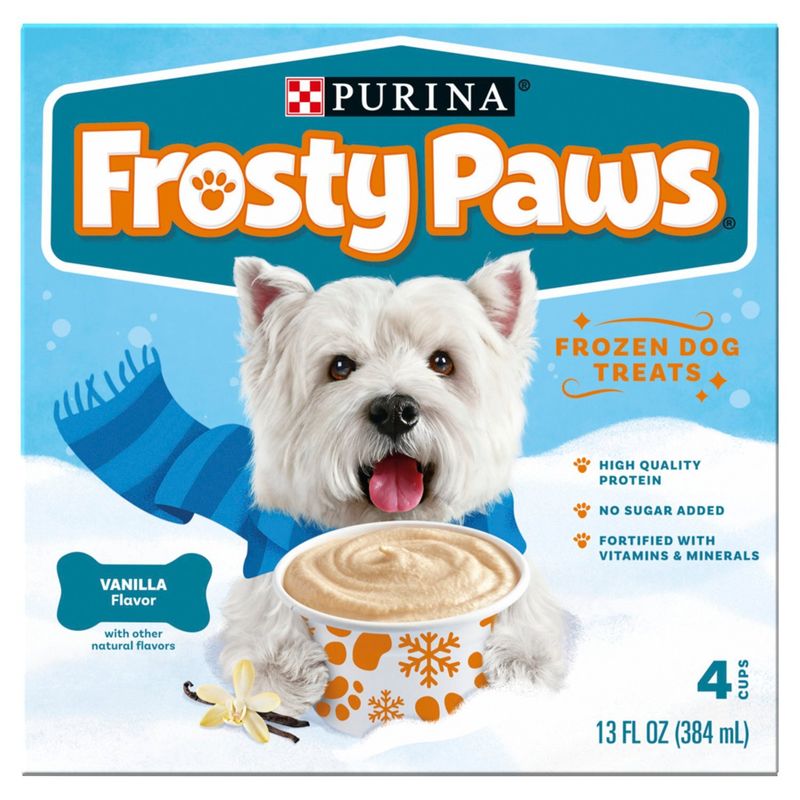 Purina Frosty Paws Vanilla Flavor Frozen Dog Treats, 4 count, 13 fl oz