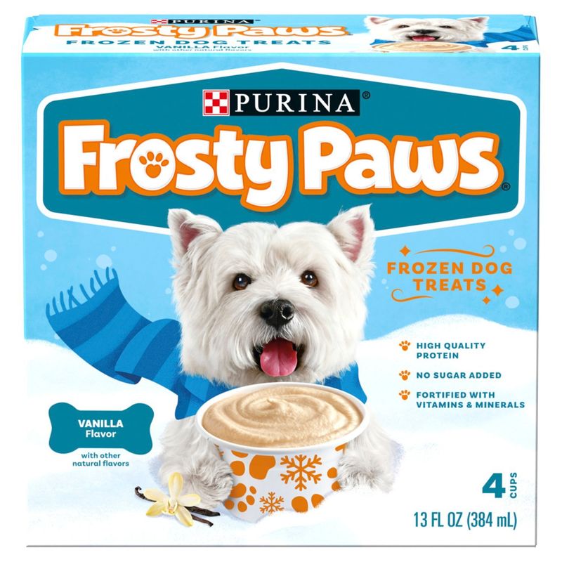 Purina Frosty Paws Vanilla Flavor Frozen Dog Treats, 4 count, 13 fl oz