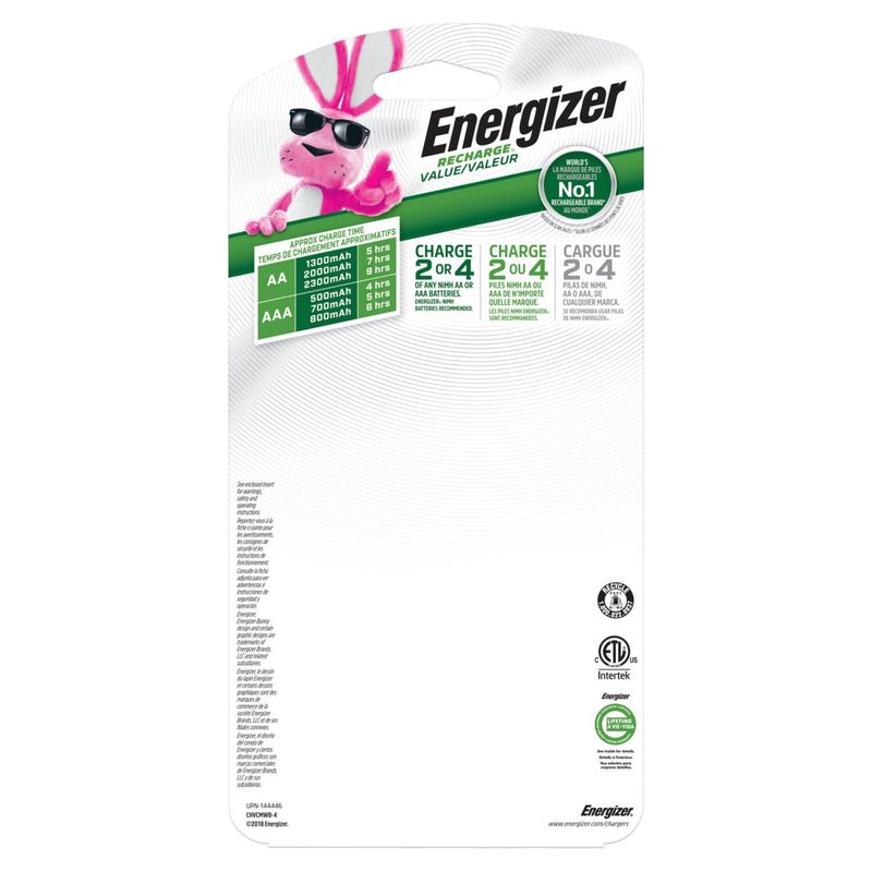 Energizer Recharge Value Charger for NiMH Rechargeable AA and AAA Batteries