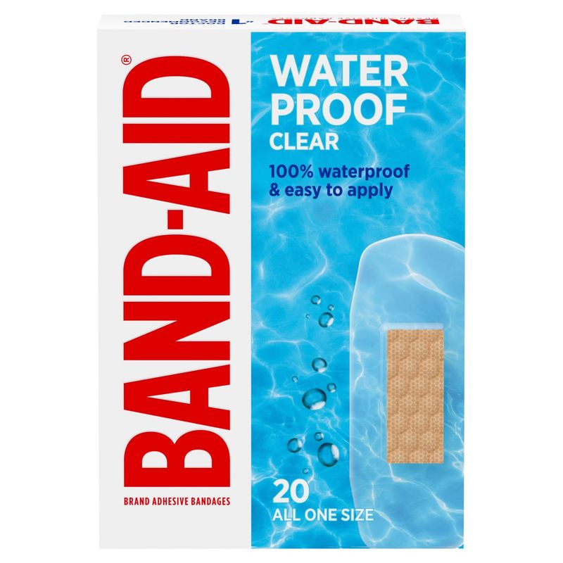 Band-Aid Water Proof Clear Adhesive Bandages, 20 count