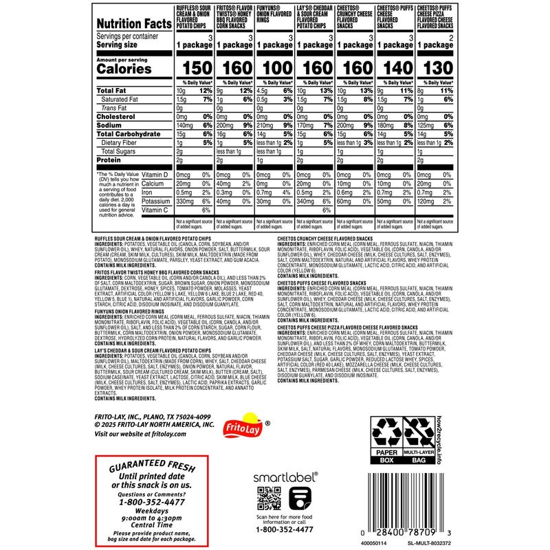 Frito Lay Snacks Variety Packs Bonus Family Fun Mix, 18 5/8 Oz, 20 Count