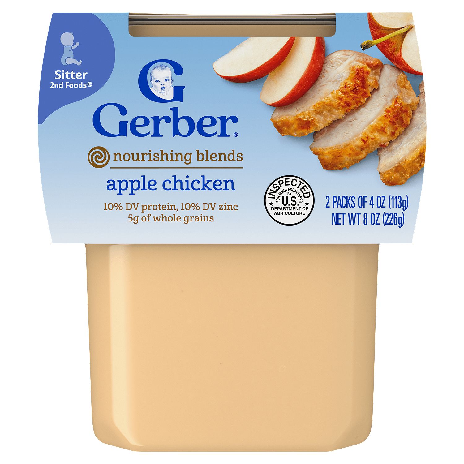 Gerber 2nd Foods Nourishing Blends Apple Chicken Baby Food, Sitter, 4 oz, 2 count