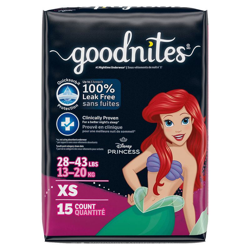 Goodnites Girls Nighttime Underwear, Sizes 3-5, XS, 28-43 lbs, 15 count