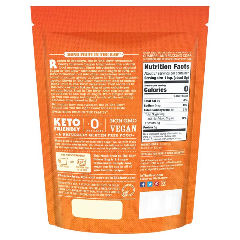 Monk Fruit In The Raw Zero Calorie Sweetener, 16 oz