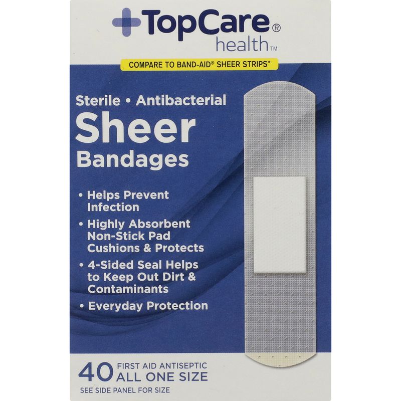 TopCare Antibacterial Sheer Strips, 40 each