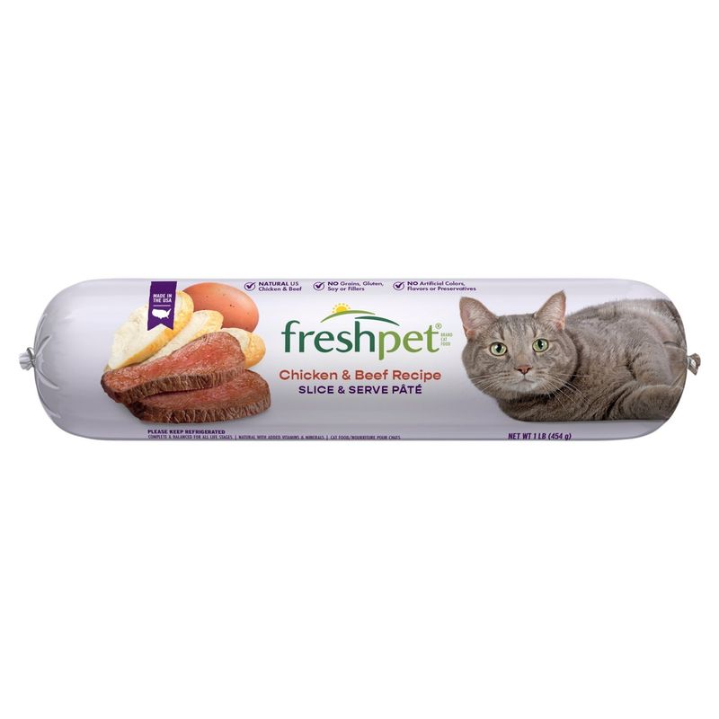 Freshpet Chicken &amp; Beef Recipe Slice &amp; Serve Pate Cat Food, 1 lb