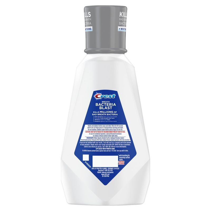 Crest Breath Bacteria Blast Mouthwash, Mint, 1L (33.8 fl oz)