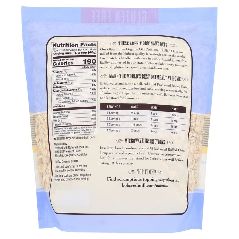 Bob's Red Mill Organic Old Fashioned Rolled Oats, 32 oz