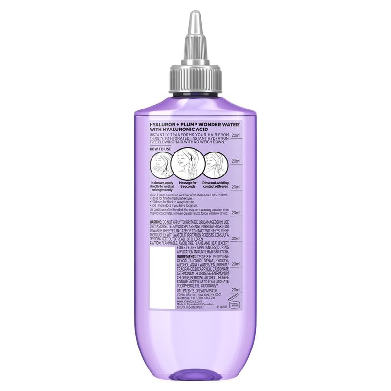 L'Oréal Paris Elvive Hyaluron Plump Flash Hydration Wonder Water for Dry Hair, 6.8 fl oz