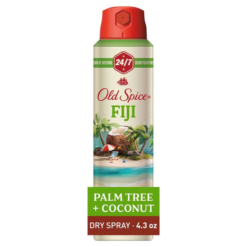 Old Spice Fiji Scent of Palm Tree + Coconut Antiperspirant Dry Spray, 4.3 oz
