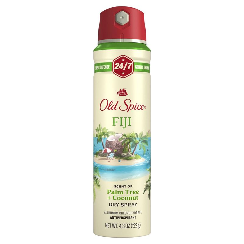 Old Spice Fiji Scent of Palm Tree + Coconut Antiperspirant Dry Spray, 4.3 oz