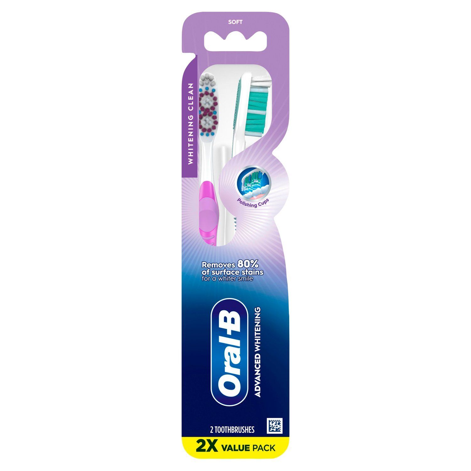Oral-B Advanced Whitening Clean Soft Toothbrushes Value Pack, 2 count