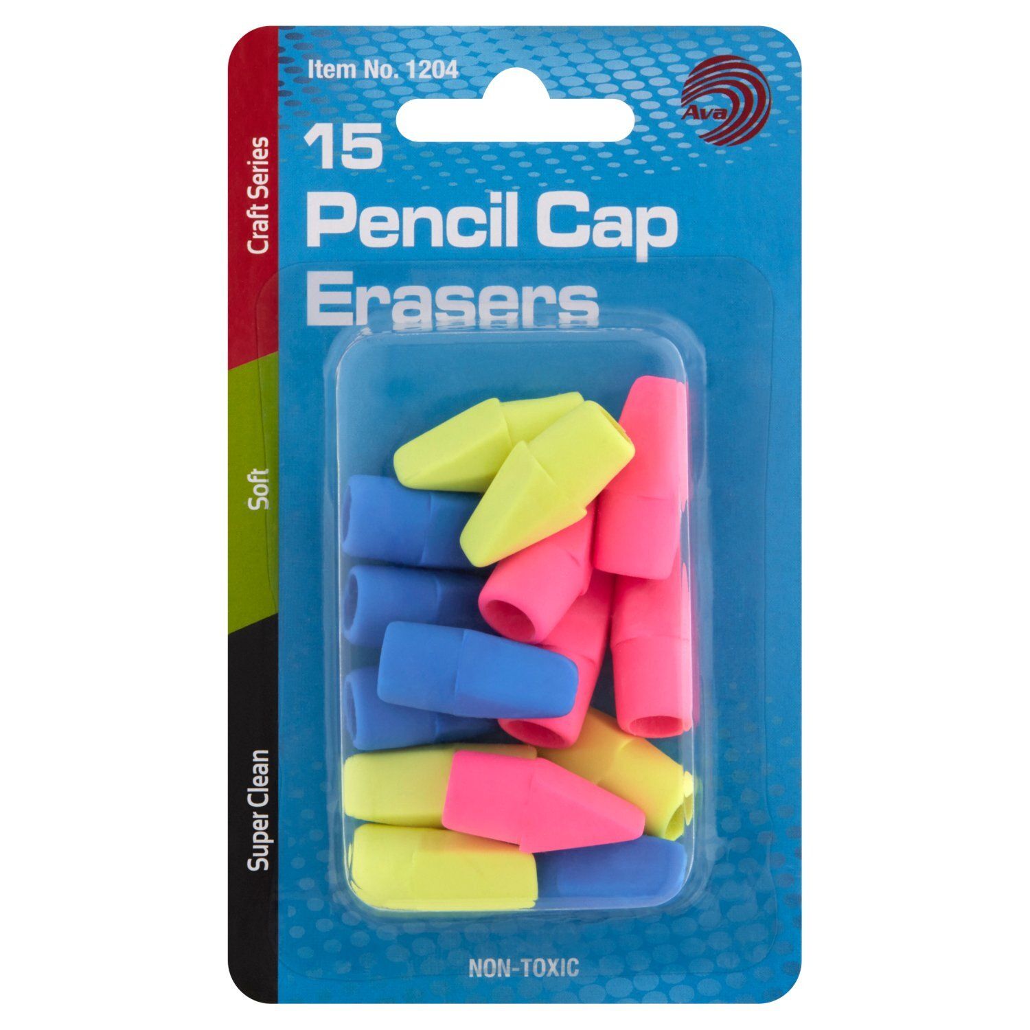 Avantix Pencil Cap Erasers, 15 count