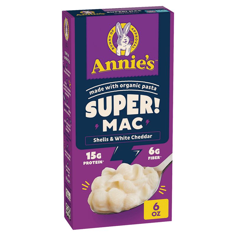 Annie's Super! Mac Shells &amp; White Cheddar Wheat and Pea Pasta &amp; Cheese, 6 oz