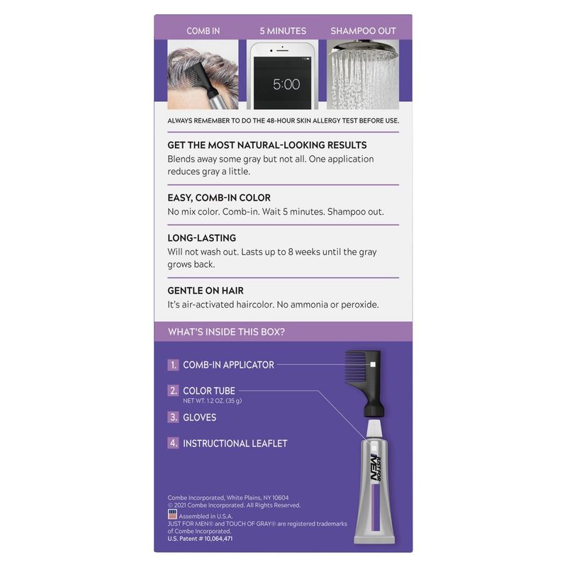 Just For Men Touch of Gray T-45 Dark Brown Haircolor Kit, single application