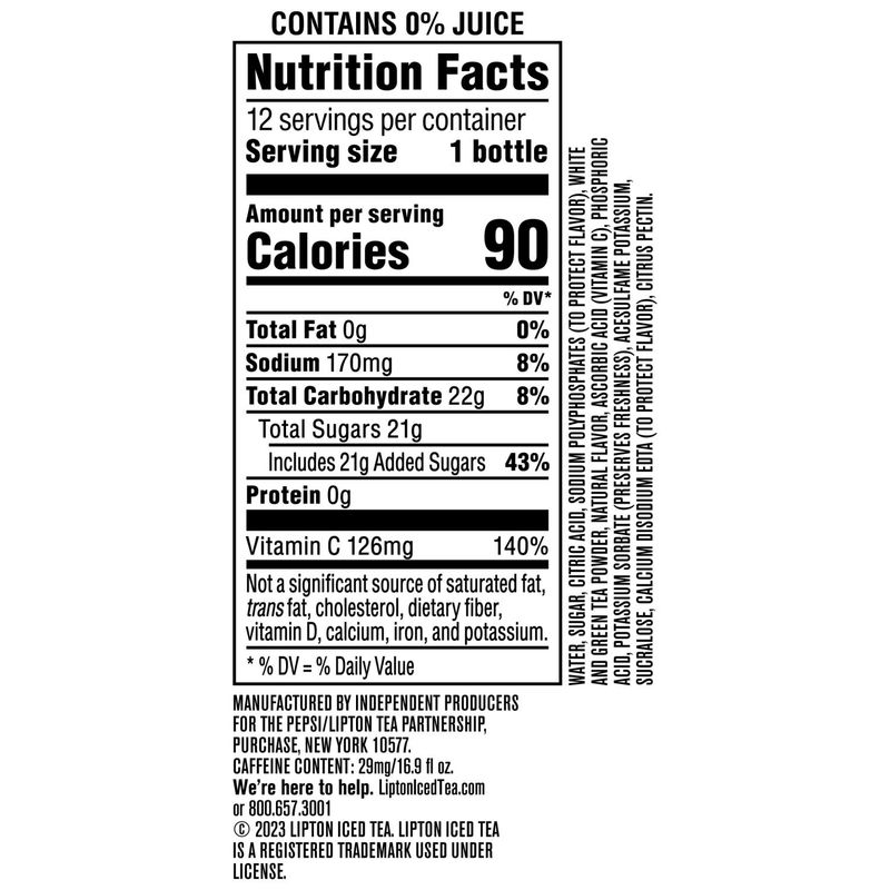 Lipton White Tea Raspberry 16.9 Fl Oz, 12 Count