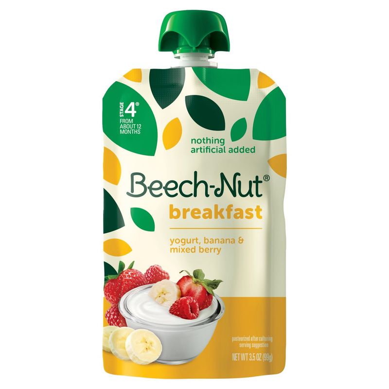 Beech-Nut Breakfast Yogurt, Banana &amp; Mixed Berry Baby Food, Stage 4, from About 12 Months, 3.5 oz