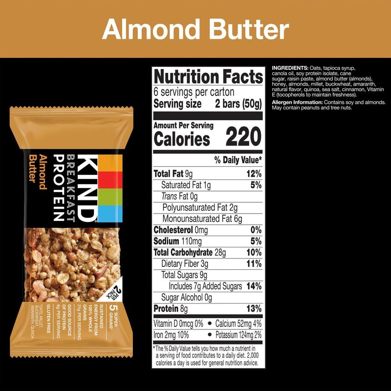 Kind Almond Butter Breakfast Protein Bars, 1.76 oz, 6 count