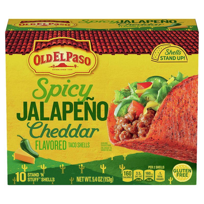 Old El Paso Spicy Jalapeño Cheddar Flavored Taco Shells, 10 count, 5.4 oz