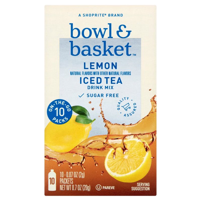 Bowl &amp; Basket Lemon Iced Tea Drink Mix, 0.7 oz, 10 count